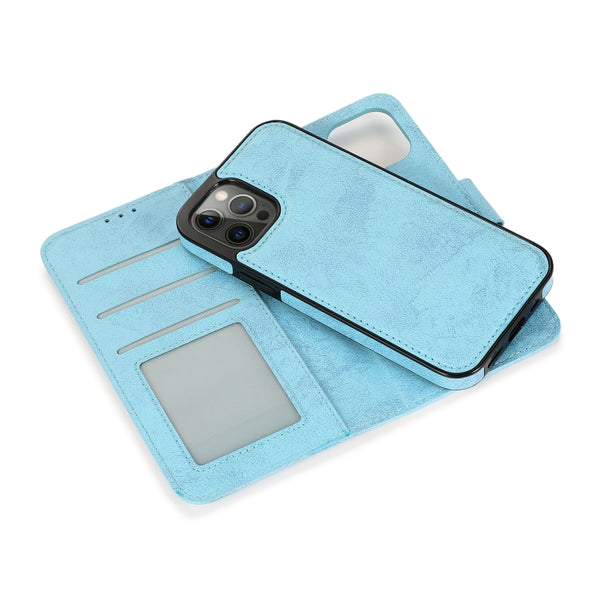 For iPhone 13 Pro Max Retro 2 in 1 Detachable Magnetic Horizontal Flip TPU PU Leather C...(Sky Blue)