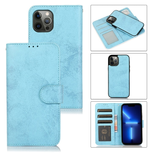 For iPhone 13 Pro Max Retro 2 in 1 Detachable Magnetic Horizontal Flip TPU PU Leather C...(Sky Blue)