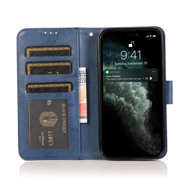 For iPhone 13 Pro Max Retro 2 in 1 Detachable Magnetic Horizontal Flip TPU PU Leather ...(Dark Blue)