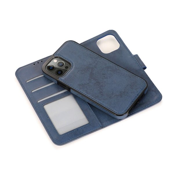 For iPhone 13 Pro Max Retro 2 in 1 Detachable Magnetic Horizontal Flip TPU PU Leather ...(Dark Blue)