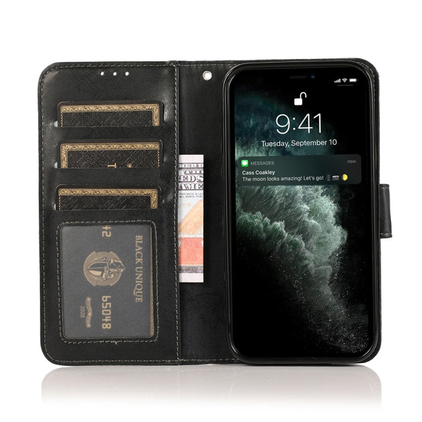 For iPhone 13 Pro Max Retro 2 in 1 Detachable Magnetic Horizontal Flip TPU PU Leather Case...(Black)