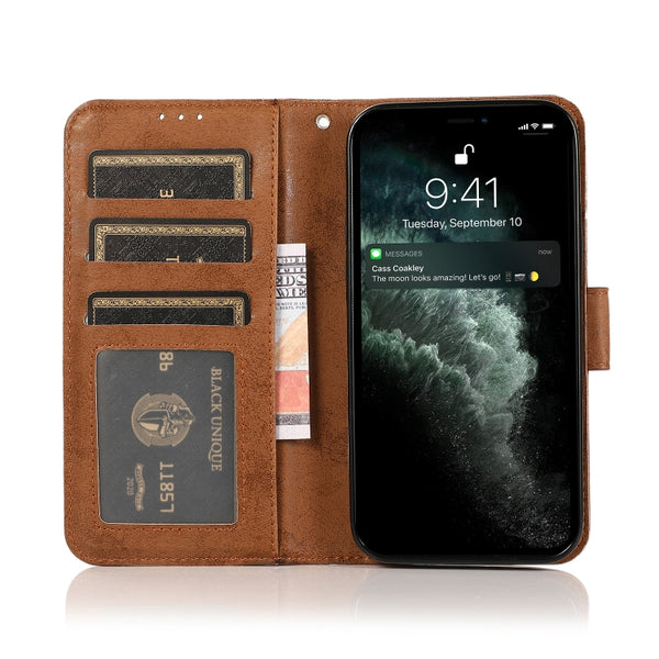 For iPhone 13 Pro Max Retro 2 in 1 Detachable Magnetic Horizontal Flip TPU PU Leather Case...(Brown)