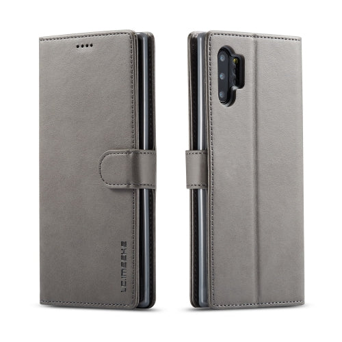 For Galaxy Note 10 Plus LC.IMEEKE Calf Texture Horizontal Flip Leather Case, with Holder & ...(Grey)