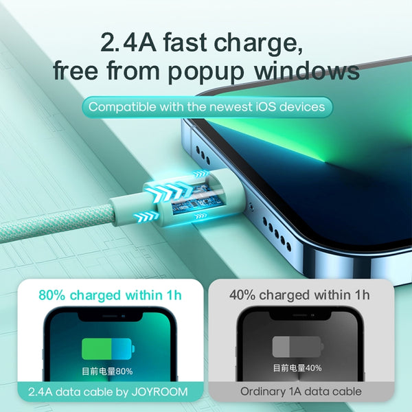 JOYROOM S-1030M13 USB to 8 Pin Colorful Fast Charging Data Cable, Cable Length:1m(Green)