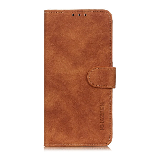 For Samsung Galaxy S22 Ultra 5G KHAZNEH Retro Texture PU TPU Horizontal Flip Leather Case ...(Brown)