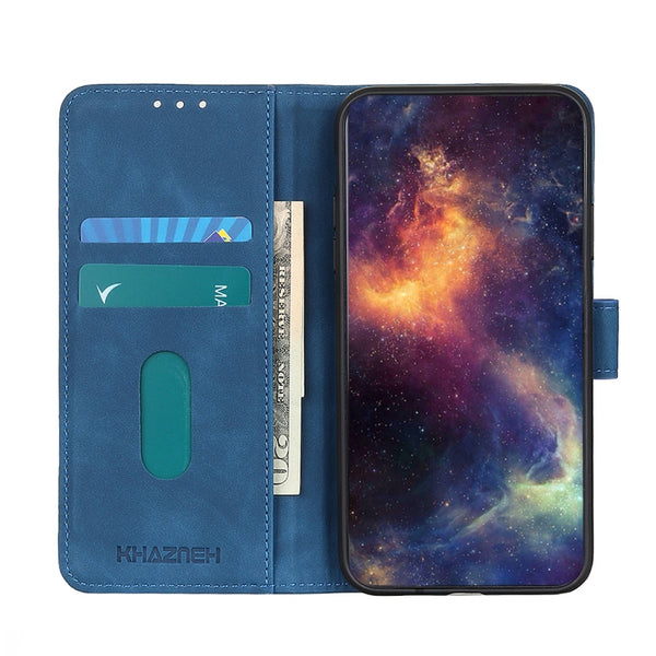 For Samsung Galaxy S22 Ultra 5G KHAZNEH Retro Texture PU TPU Horizontal Flip Leather Case w...(Blue)