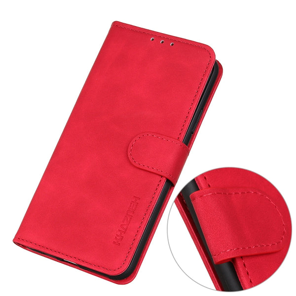 For Samsung Galaxy S22 Ultra 5G KHAZNEH Retro Texture PU TPU Horizontal Flip Leather Case wi...(Red)