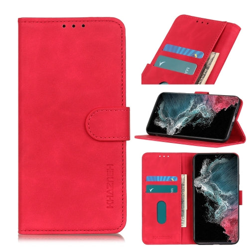 For Samsung Galaxy S22 Ultra 5G KHAZNEH Retro Texture PU TPU Horizontal Flip Leather Case wi...(Red)