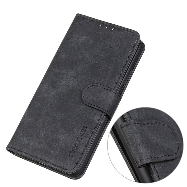 For Samsung Galaxy S22 Ultra 5G KHAZNEH Retro Texture PU TPU Horizontal Flip Leather Case ...(Black)