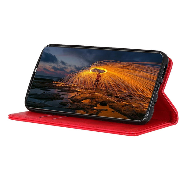 For Samsung Galaxy S22 5G Magnetic Crazy Horse Texture Horizontal Flip Leather Case with Hol...(Red)