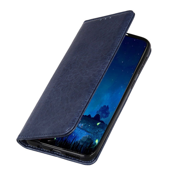 For Samsung Galaxy S22 5G Magnetic Crazy Horse Texture Horizontal Flip Leather Case with Ho...(Blue)