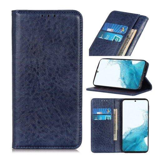 For Samsung Galaxy S22 5G Magnetic Crazy Horse Texture Horizontal Flip Leather Case with Ho...(Blue)