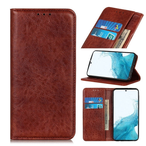 For Samsung Galaxy S22 5G Magnetic Crazy Horse Texture Horizontal Flip Leather Case with H...(Brown)