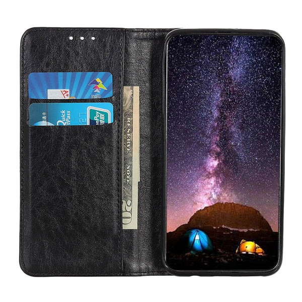 For Samsung Galaxy S22 5G Magnetic Crazy Horse Texture Horizontal Flip Leather Case with H...(Black)