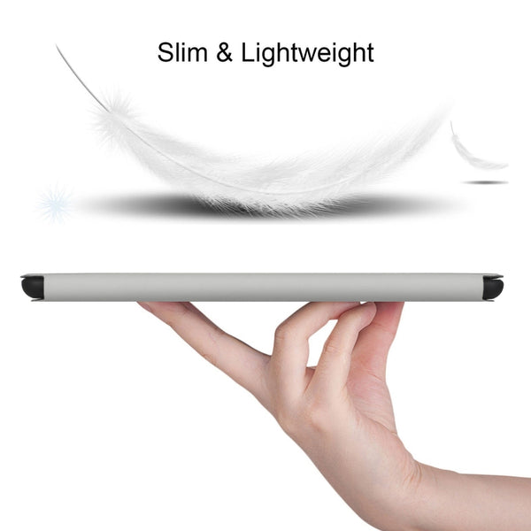 For Samsung Galaxy Tab A 10.1 T580 T585C Dual-Folding Horizontal Flip Tablet Leather Case w...(Grey)