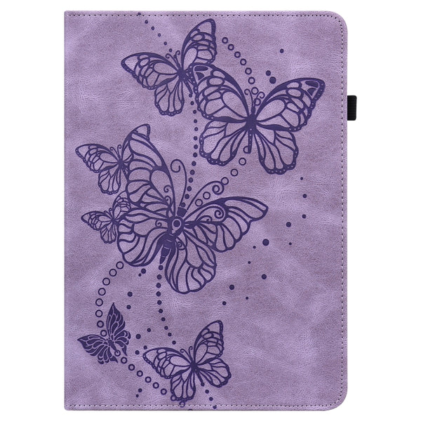 For Samsung Galaxy Tab A7 Lite T220 T225 Embossed Butterfly Pattern Horizontal Flip Leath...(Purple)