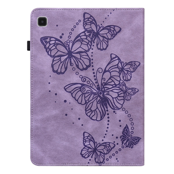 For Samsung Galaxy Tab A7 Lite T220 T225 Embossed Butterfly Pattern Horizontal Flip Leath...(Purple)