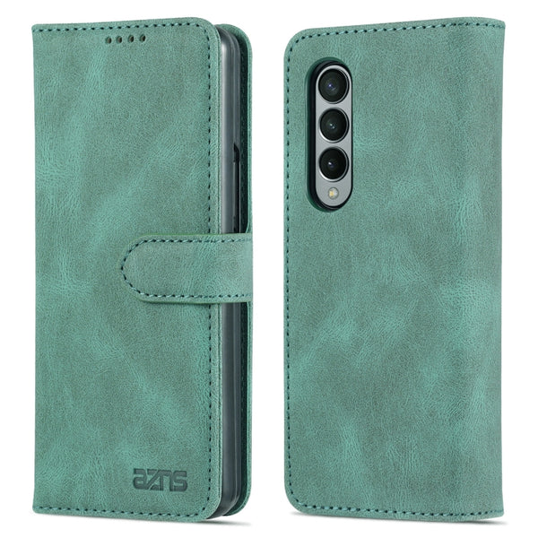 For Samsung Galaxy Z Fold3 5G AZNS Dream II Skin Feel PU TPU Horizontal Flip PU Phone Case(Green)