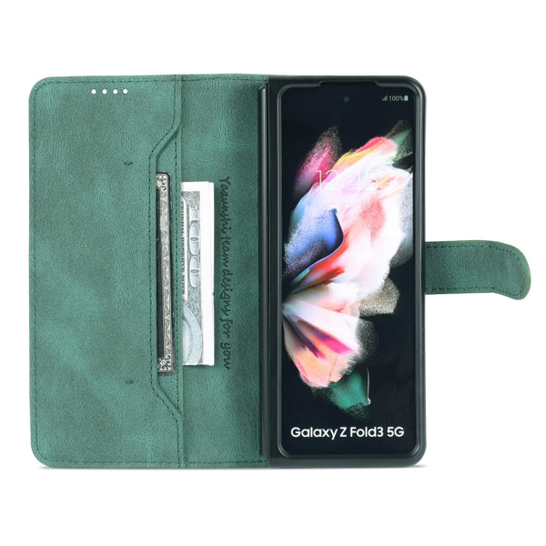 For Samsung Galaxy Z Fold3 5G AZNS Dream II Skin Feel PU TPU Horizontal Flip PU Phone Case(Green)