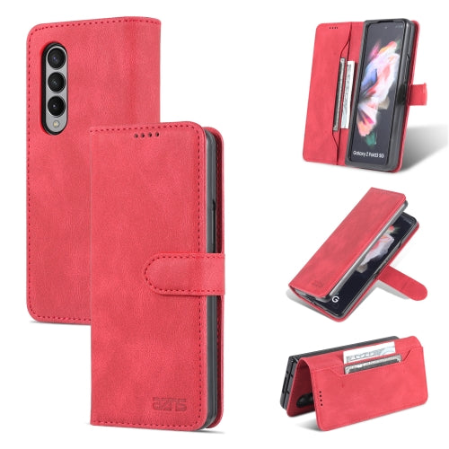 For Samsung Galaxy Z Fold3 5G AZNS Dream II Skin Feel PU TPU Horizontal Flip PU Phone Case(Red)