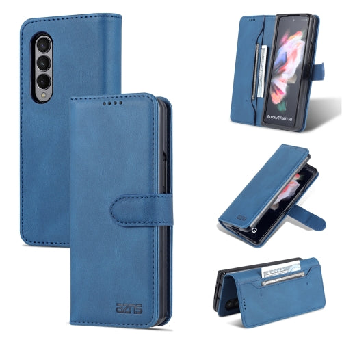 For Samsung Galaxy Z Fold3 5G AZNS Dream II Skin Feel PU TPU Horizontal Flip PU Phone Case(Blue)