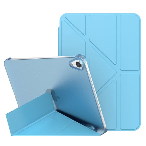 For iPad mini 6 Double-sided Matte Translucent PC Deformation Tablet Leather Case with ...(Sky Blue)