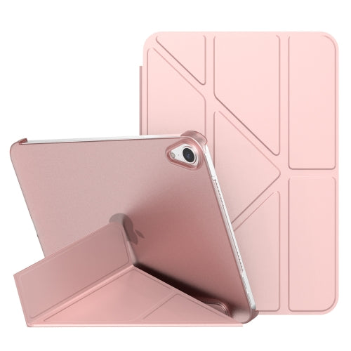 For iPad mini 6 Double-sided Matte Translucent PC Deformation Tablet Leather Case with...(Rose Gold)