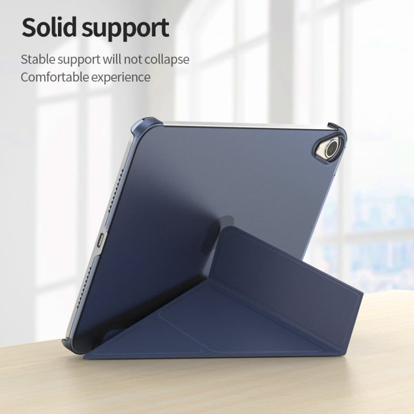 For iPad mini 6 Double-sided Matte Translucent PC Deformation Tablet Leather Case with ...(Sky Blue)