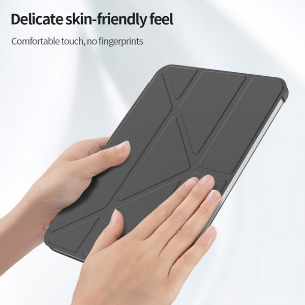 For iPad mini 6 Double-sided Matte Translucent PC Deformation Tablet Leather Case with...(Dark Blue)