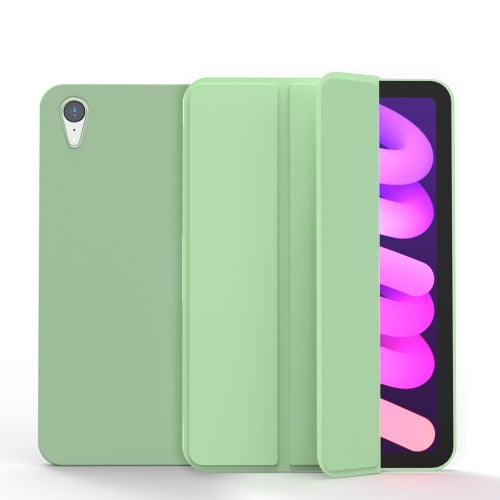 For iPad mini 6 Double-sided Matte TPU Tablet Leather Case with 3-folding Holder & ...(Matcha Green)