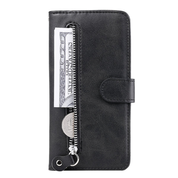 For Samsung Galaxy S22 Ultra 5G Calf Texture Zipper Horizontal Flip Leather Phone Case(Black)