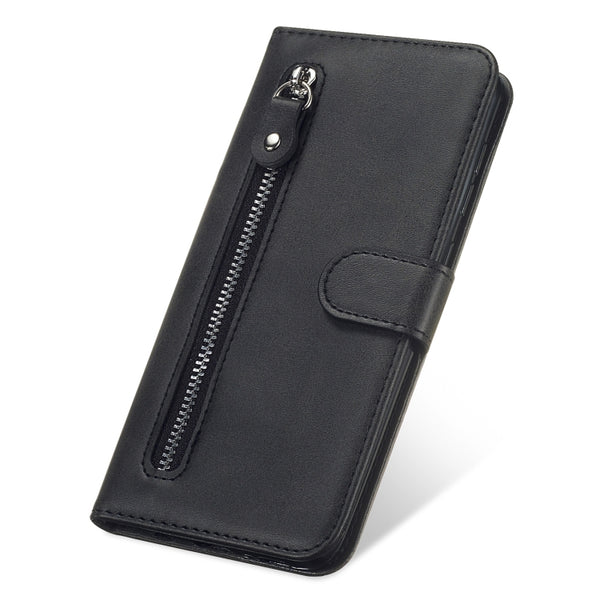 For Samsung Galaxy S22 Ultra 5G Calf Texture Zipper Horizontal Flip Leather Phone Case(Black)