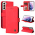 For Samsung Galaxy S22 5G Skin Feel Life Tree Metal Button Horizontal Flip Leather Phone Case(Red)
