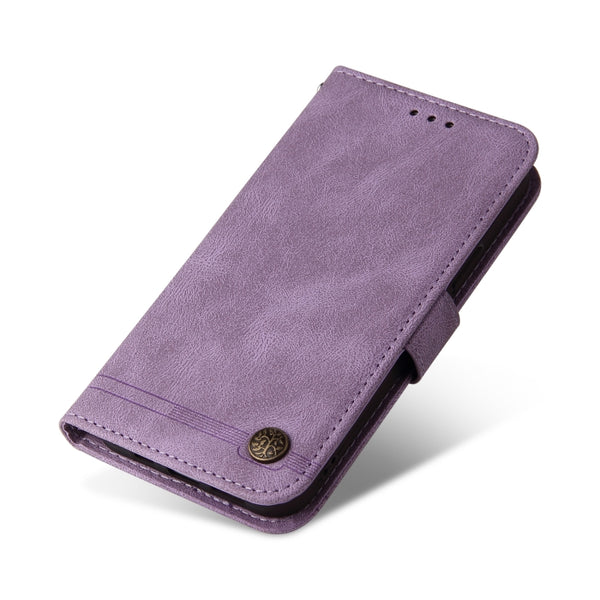 For Samsung Galaxy S22 5G Skin Feel Life Tree Metal Button Horizontal Flip Leather Phone ...(Purple)