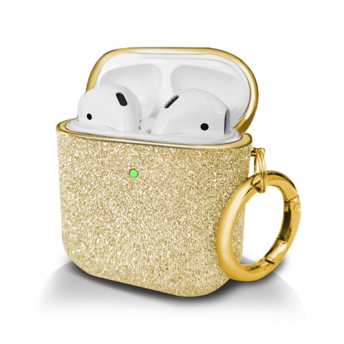 Electroplating Glitter Powder Wireless Earphone Protective Case For AirPods 1 2(Gold)