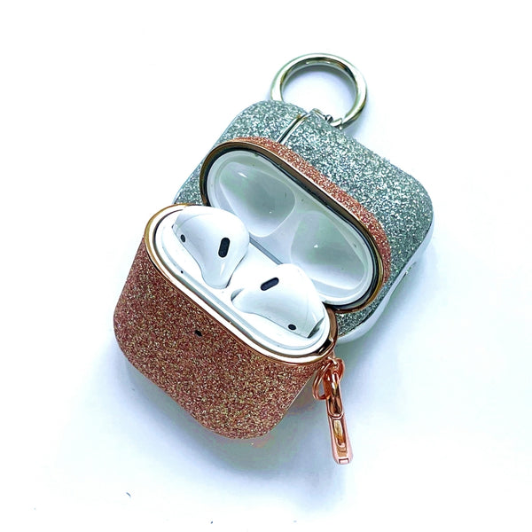 Electroplating Glitter Powder Wireless Earphone Protective Case For AirPods 1 2(Silver)