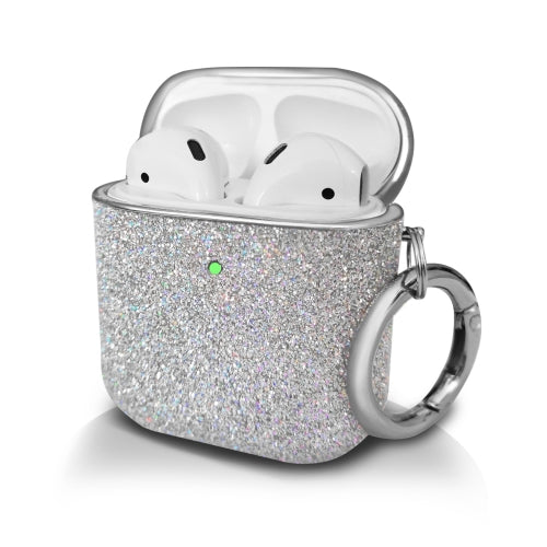 Electroplating Glitter Powder Wireless Earphone Protective Case For AirPods 1 2(Silver)