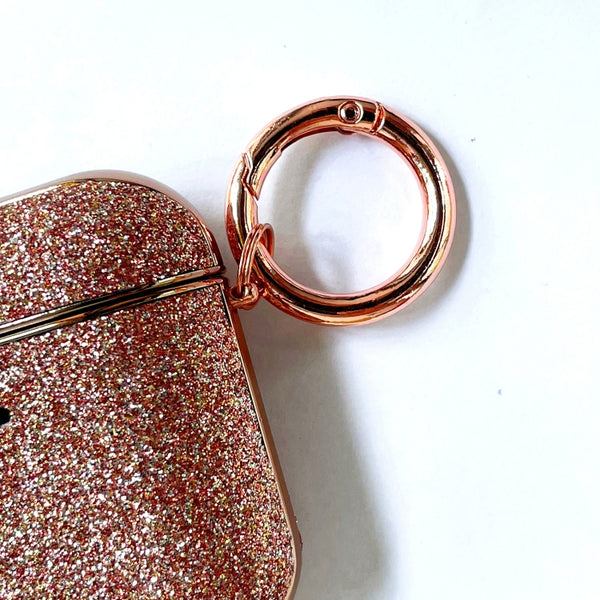 Electroplating Glitter Powder Wireless Earphone Protective Case For AirPods 1 2(Rose Gold)