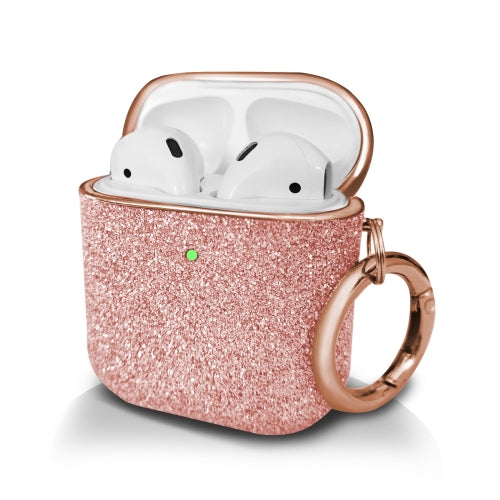 Electroplating Glitter Powder Wireless Earphone Protective Case For AirPods 1 2(Rose Gold)