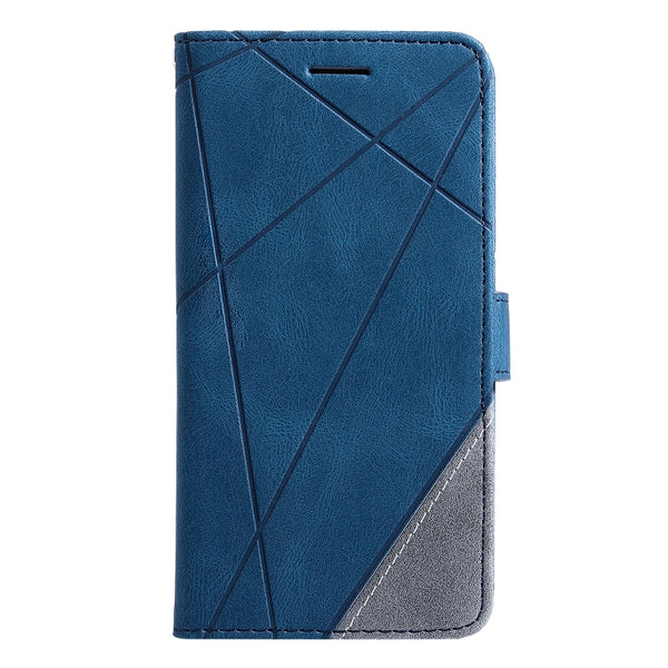 For Samsung Galaxy S22 Ultra 5G Skin Feel Splicing Horizontal Flip Leather Phone Case(Blue)