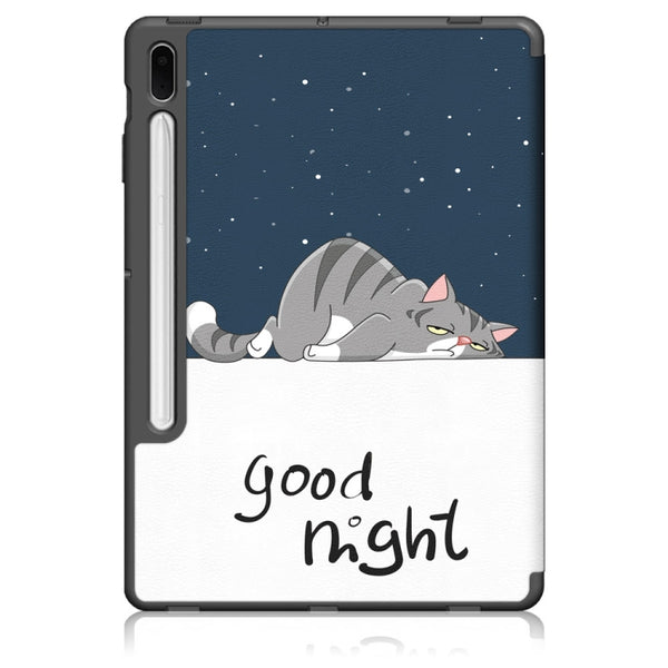 For Samsung Galaxy Tab S7 FE 12.4 inch Painted TPU Horizontal Flip Tablet Leather Case ...(Lazy Cat)