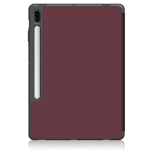 For Samsung Galaxy Tab S7 FE 12.4 Solid Color TPU Horizontal Flip Tablet Leather Case w...(Wine Red)
