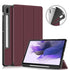 For Samsung Galaxy Tab S7 FE 12.4 Solid Color TPU Horizontal Flip Tablet Leather Case w...(Wine Red)