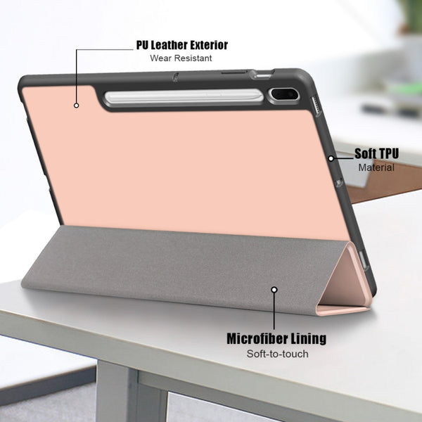 For Samsung Galaxy Tab S7 FE 12.4 Solid Color TPU Horizontal Flip Tablet Leather Case ...(Rose Gold)