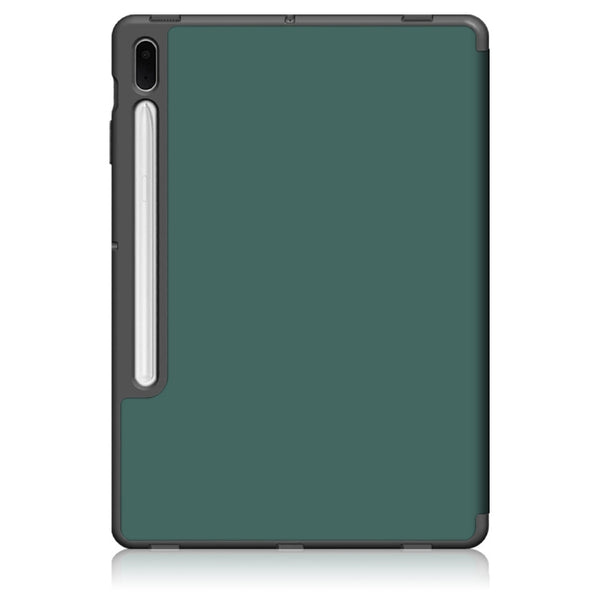 For Samsung Galaxy Tab S7 FE 12.4 Solid Color TPU Horizontal Flip Tablet Leather Case...(Dark Green)