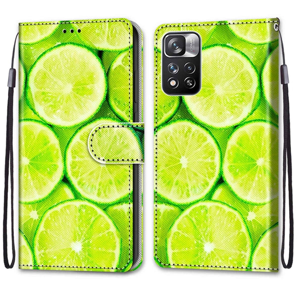 For Xiaomi Redmi Note 11 Pro 11 Pro Global Coloured Drawing Cross Texture Horizontal Flip P...(Lime)