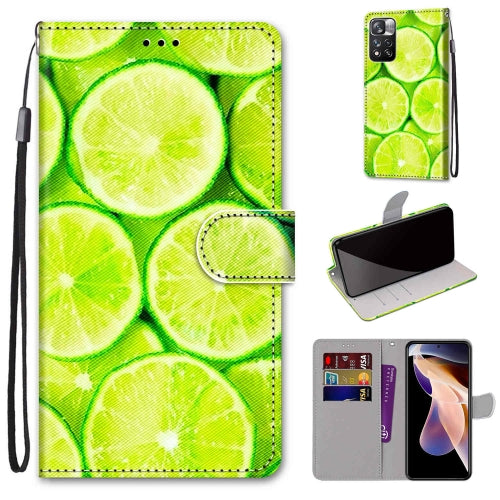 For Xiaomi Redmi Note 11 Pro 11 Pro Global Coloured Drawing Cross Texture Horizontal Flip P...(Lime)