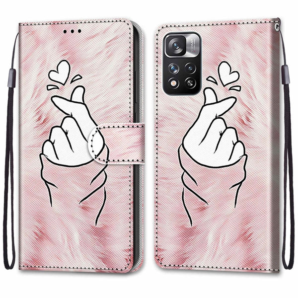 For Xiaomi Redmi Note 11 Pro 11 Pro Global Coloured Drawing Cross Texture...(Pink Hands Than Hearts)