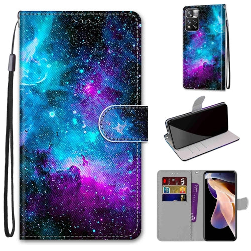 For Xiaomi Redmi Note 11 Pro 11 Pro Global Coloured Drawing Cross Textur...(Purple Green Starry Sky)