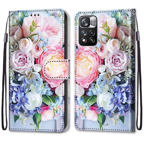 For Xiaomi Redmi Note 11 Pro 11 Pro Global Coloured Drawing Cross Texture Hor...(Light Pink Bouquet)